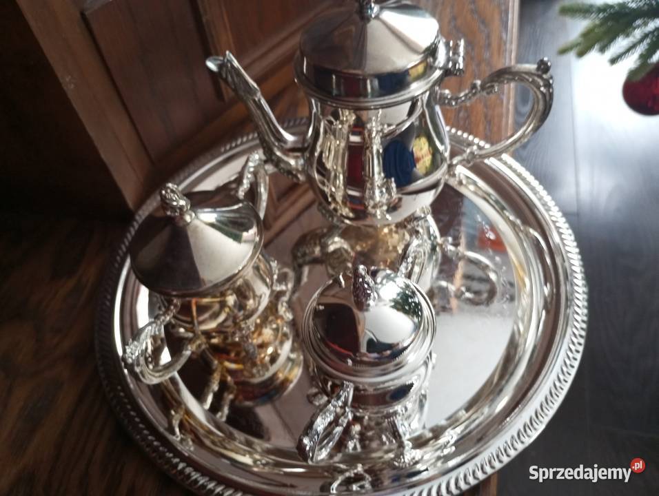 Posrebrzany mini zestaw do kawy herbaty lubelskie Biłgoraj