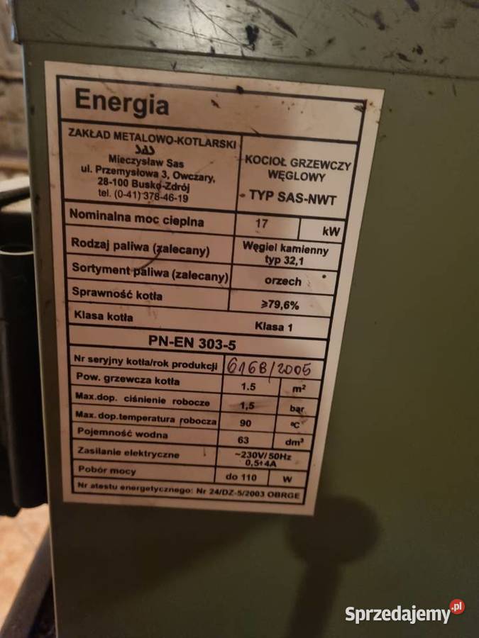 Piec SAS kocioł grzewczy stan Łańcut