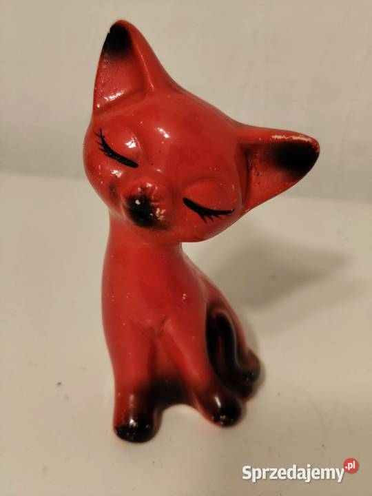 Unikatowy zestaw 3 figurek retro Koty Vintage Porcelana i szkło Antyki, Sztuka, Kolekcje Poddębice