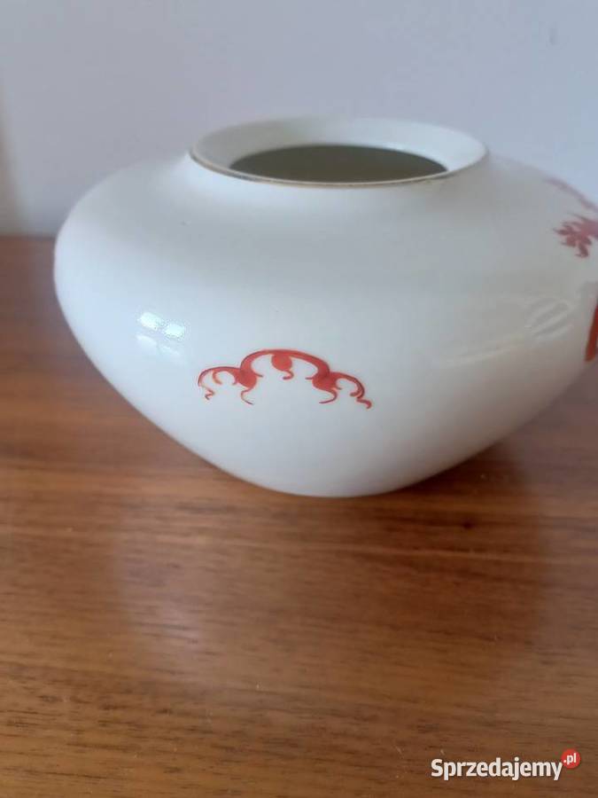 Wazon porcelanowy PGH Meissen czerwony smok Ming Toruń