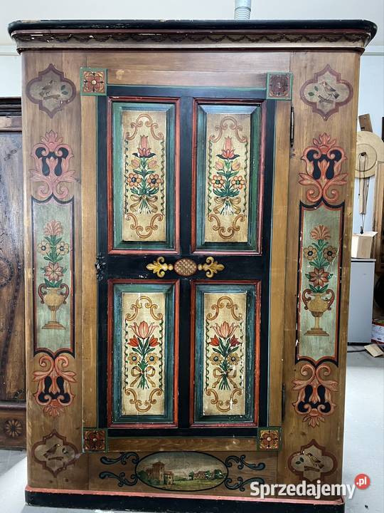 Szafa ludowa malowana antyk Szwajcaria lubelskie Bogucin