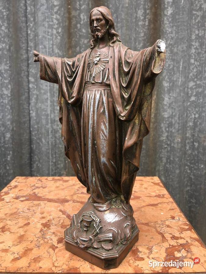 Jezus Figurka zabytkowa sygnowana Antyki łódzkie Łowicz