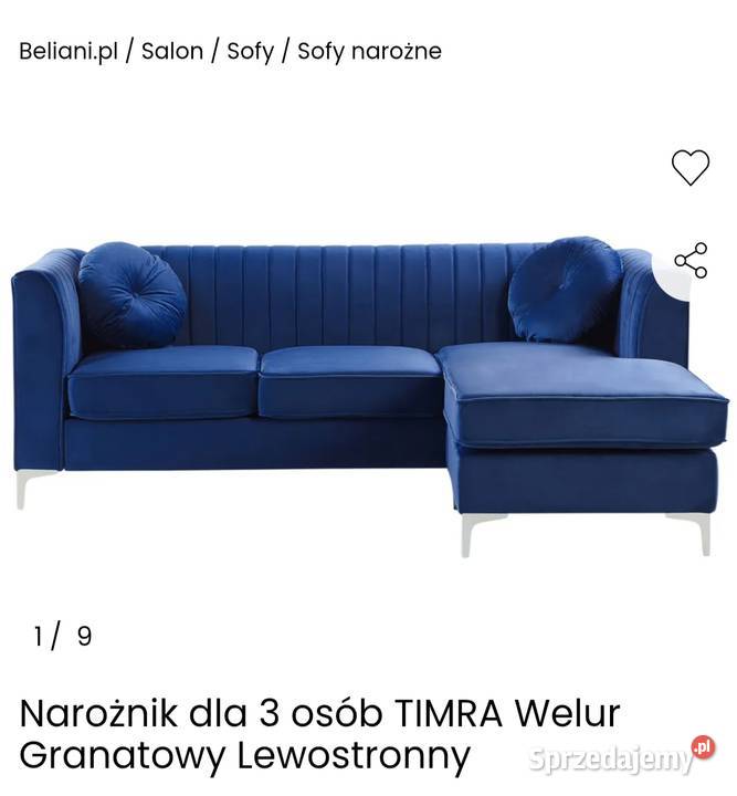 Nowy narożnik welurowy Timra Beliani Lublin sprzedam