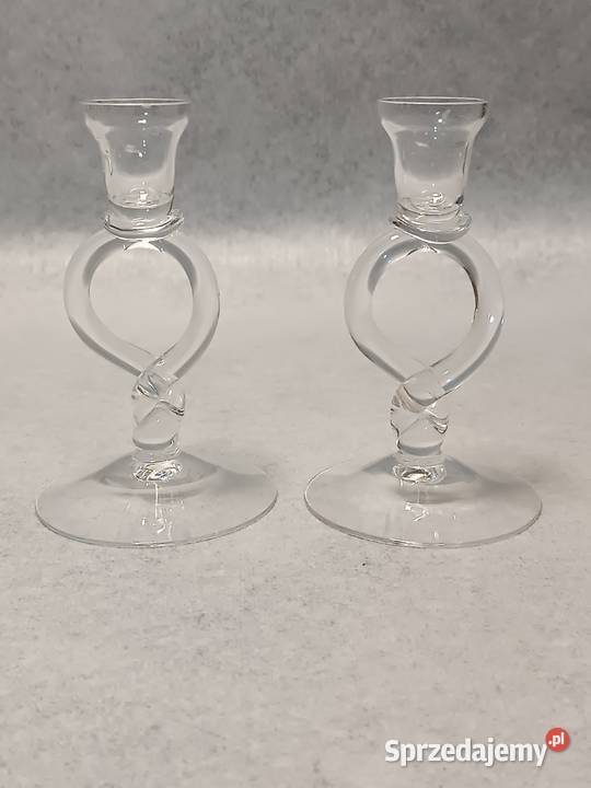 Szklany Świecznik Przezroczysty Para Świeczników małopolskie Zakopane