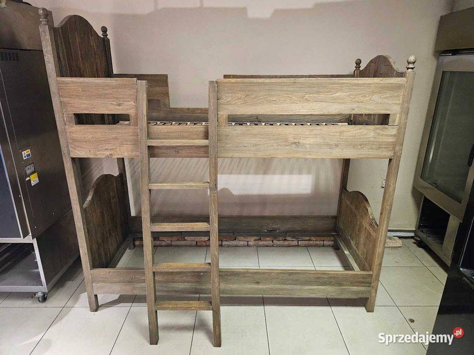 Łóżko piętrowe dębowe lity dąb 210x90 ręczna