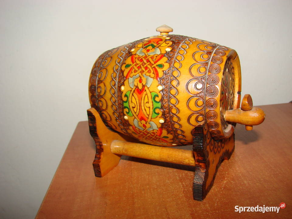 mała drewniana beczułka dekoracyjna Rękodzieło pomorskie Pruszcz Gdański