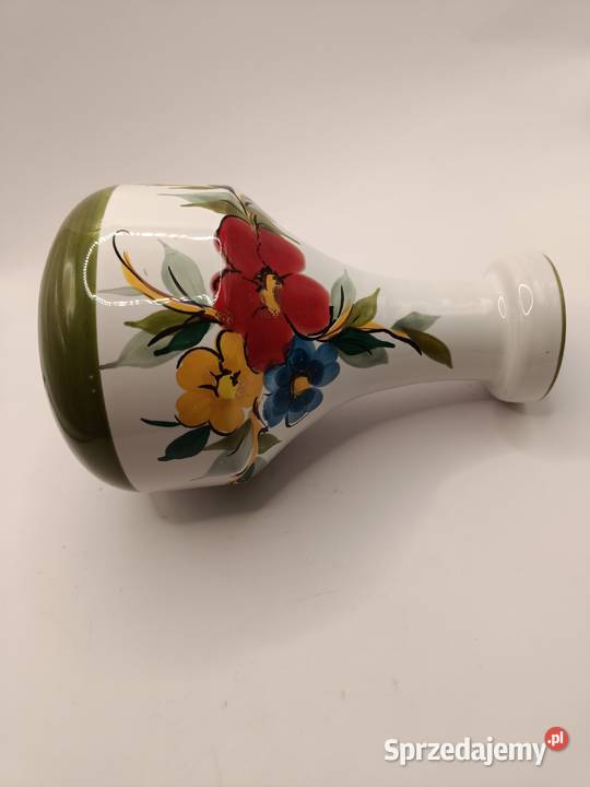 Naczynie ceramiczne butelka ręcznie malowany biały