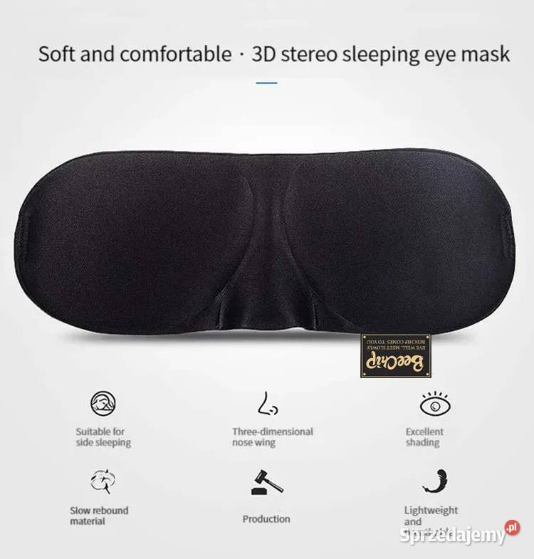 Maska do spania 3D Opaska na oczy Miękka AS mazowieckie