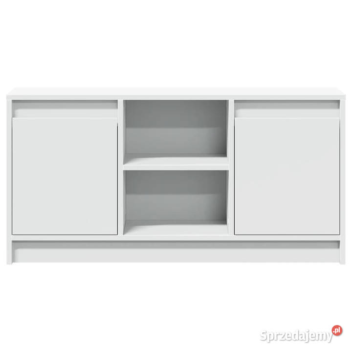 Szafka TV z LED biała 100x34x50 materiał