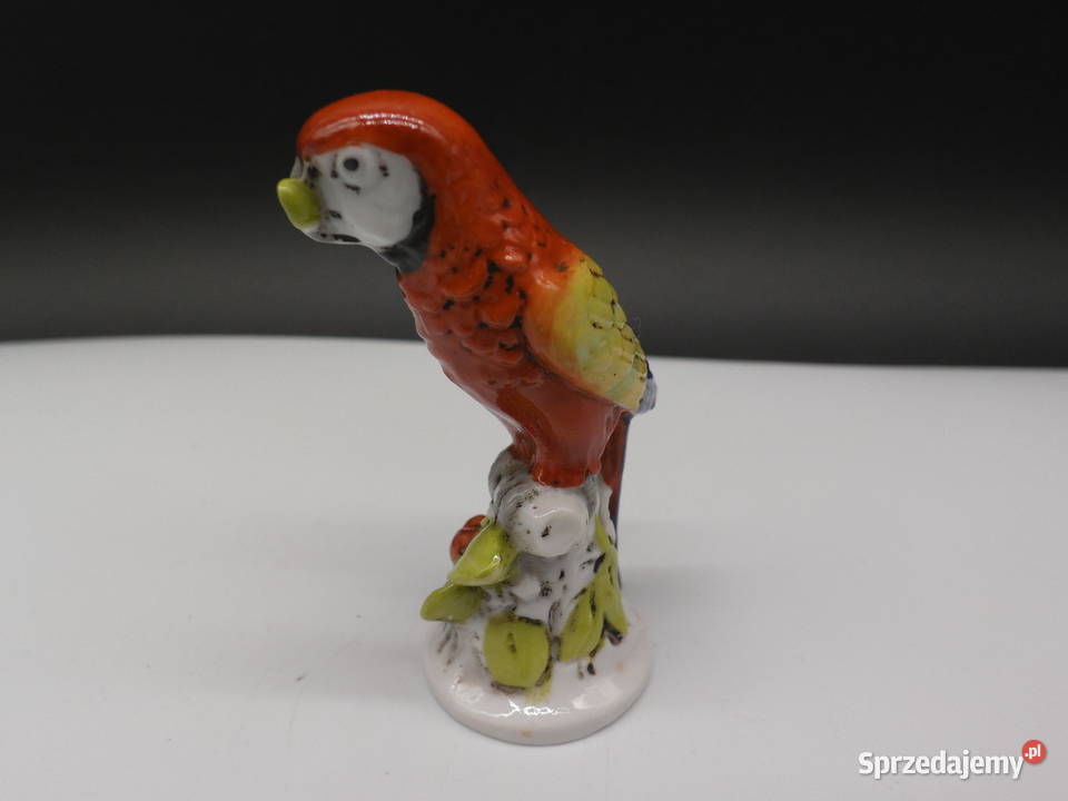 Stara porcelanowa figurka PAPUGA ARA Raszków