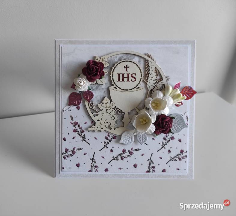 Kartka ręcznie robiona Komunia Święta z Łódź