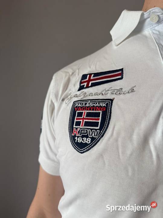 Paul Shark Yachting Polo L Oryginał Biała Stan Odzież i bielizna męska Krzynowłoga Mała