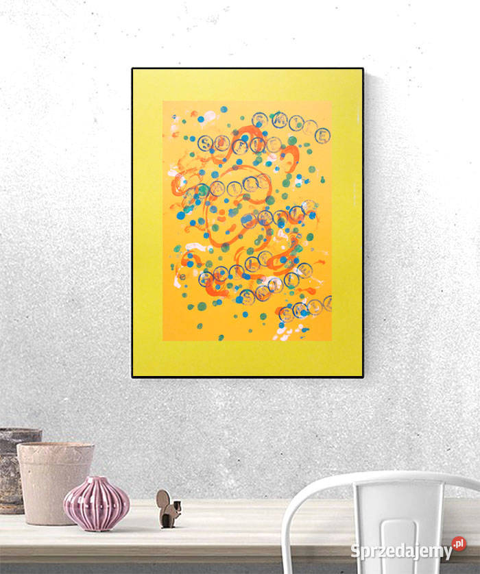 żółta grafika na ścianę pomarańcozwa abstrakcja Gdynia