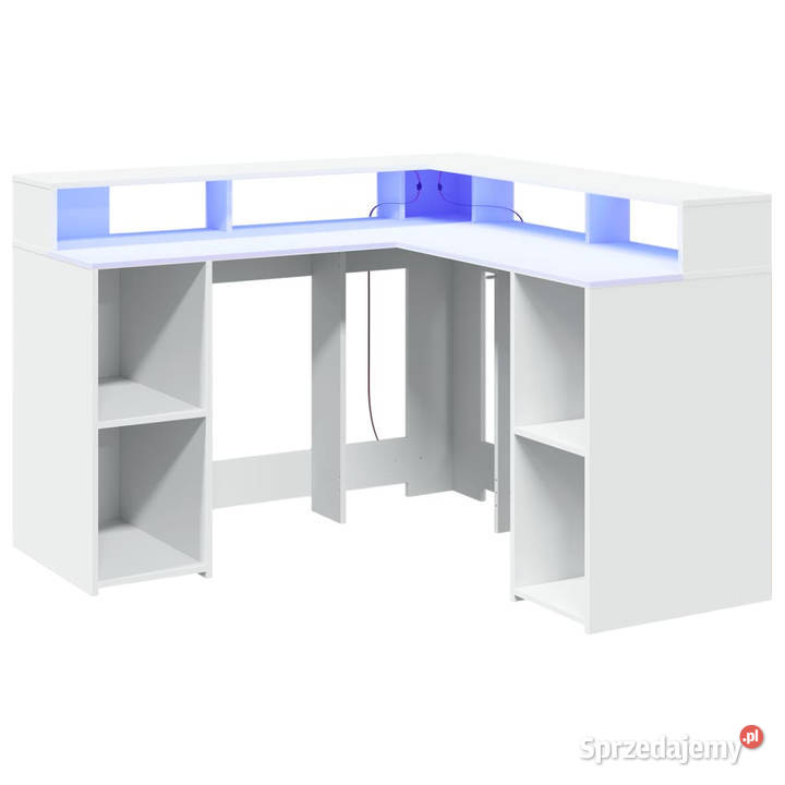 Biurko z podświetleniem LED białe 130x130x91 mazowieckie Warszawa