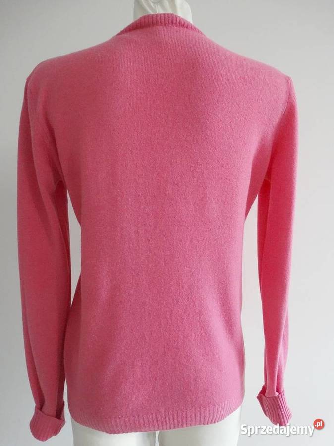 Sweter Kaszmirowy Kaszmir Wełna Różowy Crew Neck Łomża sprzedam