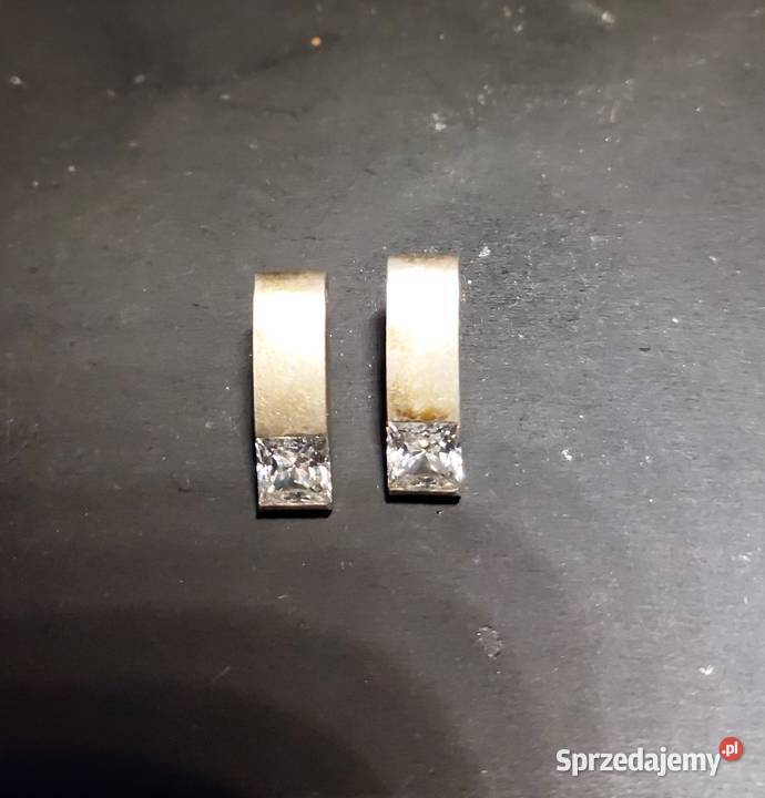 Kolczyki srebro 925 wkręty z cyrkonią stare Wrocław