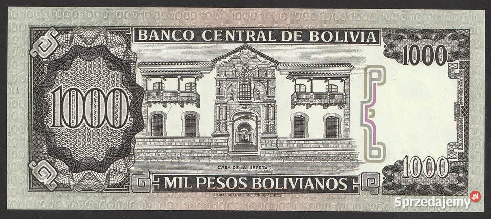 BOLIWIA 1000 bolivianos 1982 stan bankowy UNC Numizmatyka łódzkie Łódź