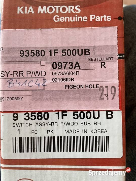 Panel sterowania szybą Kia Sportage Kajetany