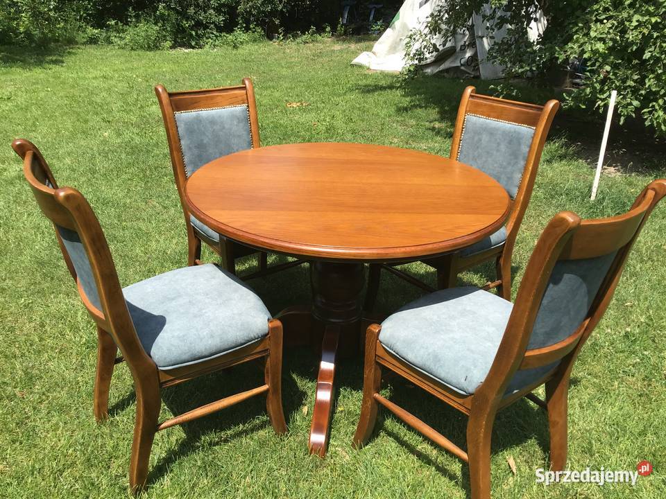 Przepiękny stary stół plus krzesła renowacji 105cm Wieruszów