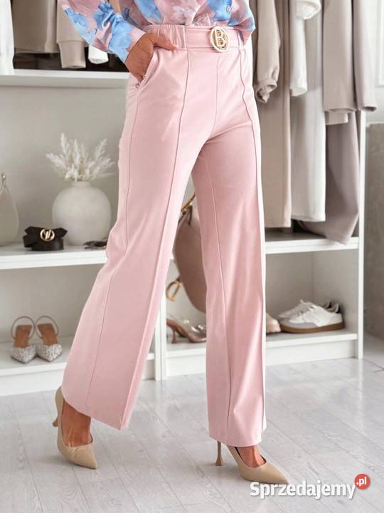 Spodnie damskie szeroka nogawka NOVUM Wysoki