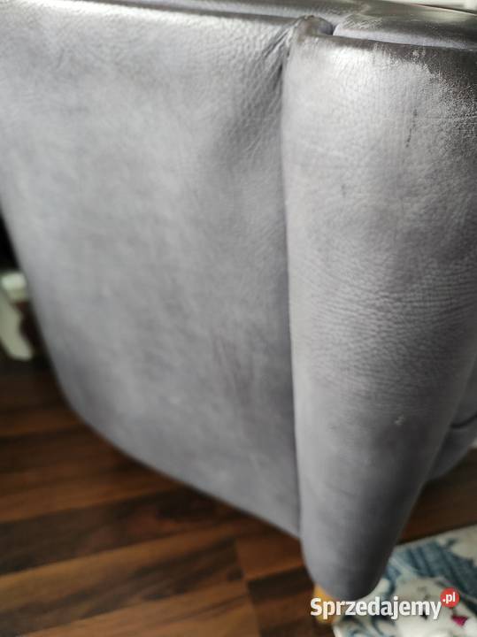 Fotel niebieski skórzany na kółkach Dom i Ogród Legnica