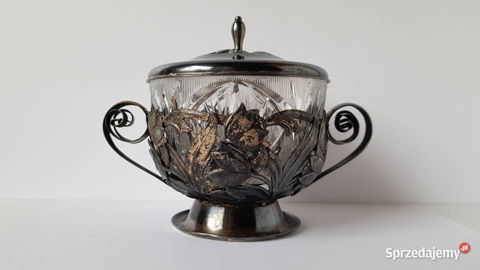 Platerowana cukiernica Tulipany ze szklanym Dąbrowa Górnicza