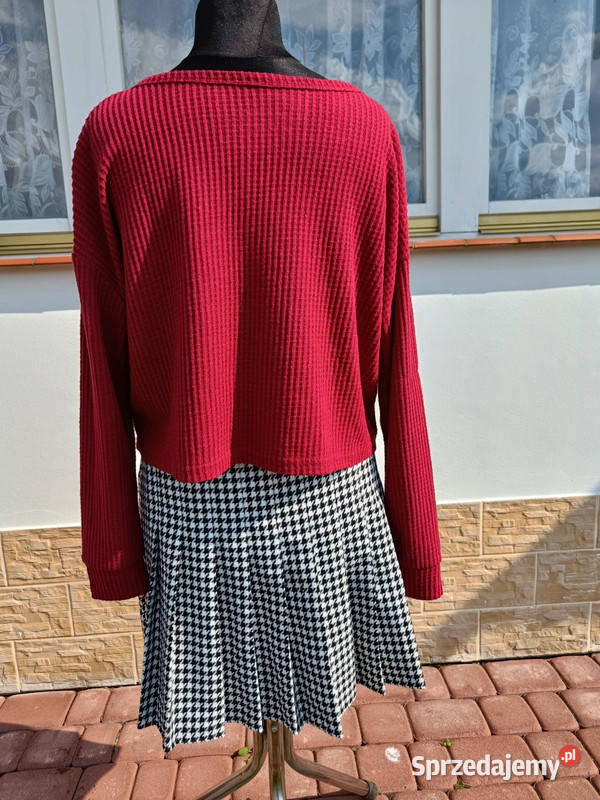 Czerwona bluzeczka z guziczkami r L XL oversize Dąbrowica