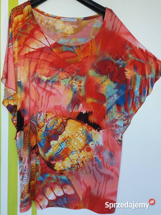 XL48 Kolorowa tunika o kroju nietoperza Butik Rozmiar 48 Gliwice