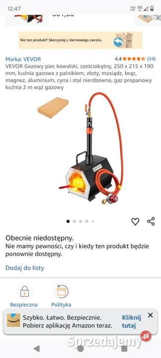 Kuźnia gazowa vevor palenisko kuźnia