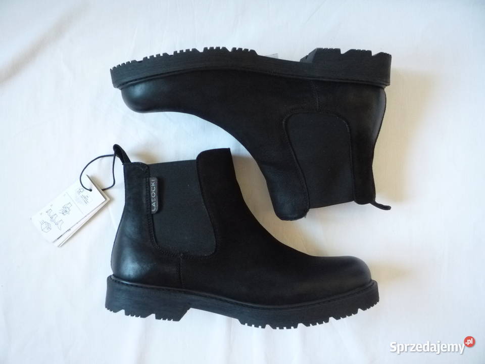 Nowe Lasocki 39 Czarne botki zimowe skórzane Szczecin
