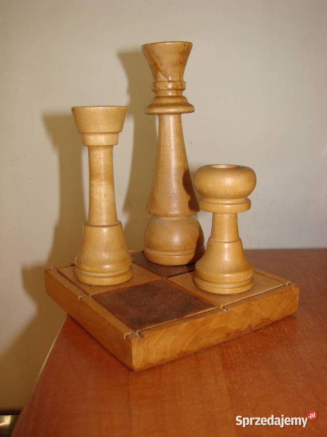 drewniany świecznik szachowy Rękodzieło Pruszcz Gdański sprzedam