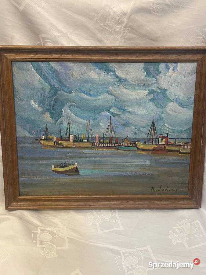 Władysławowo obraz olejny na płyci Ryszard Kraków