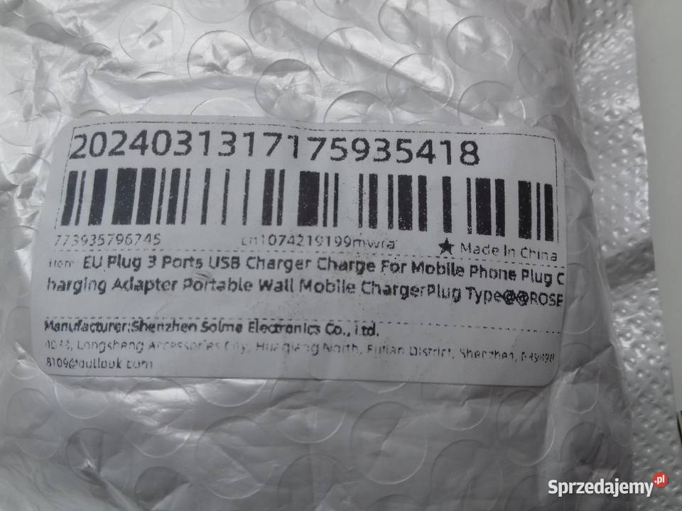 Ładowarka 3xUSB 230V różowa NOWA 5V 1A 5Wat Ładowarki kujawsko-pomorskie Bydgoszcz sprzedam