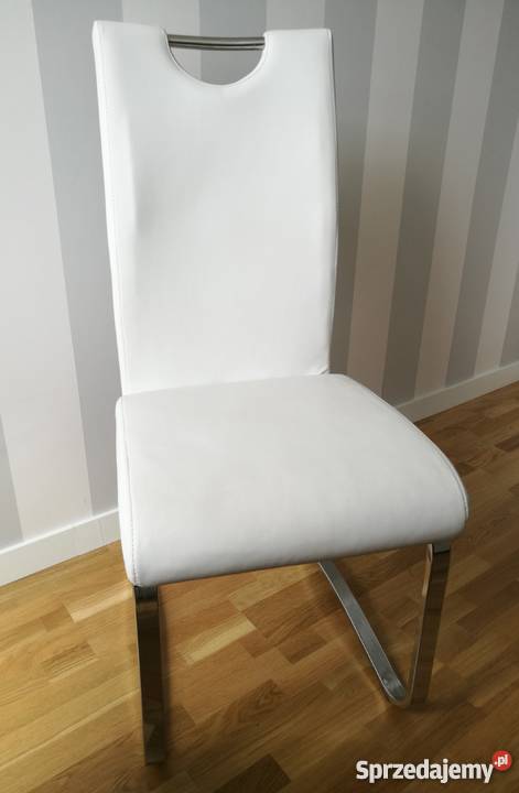 Białe krzesła na płozach 43cm Piaseczno