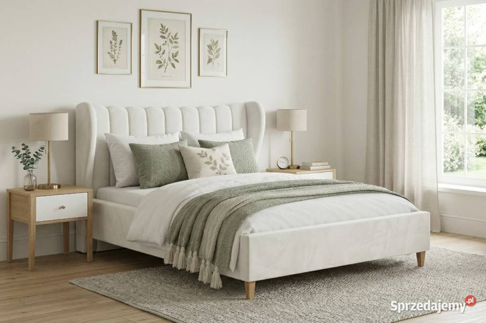 Białe łóżko Jasmine z uszami Panelami 160x200 Opole