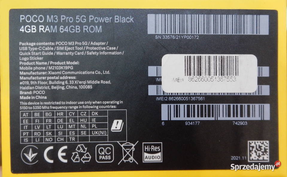 Telefon Poco M3 Pro 5G 464GB Leżajsk