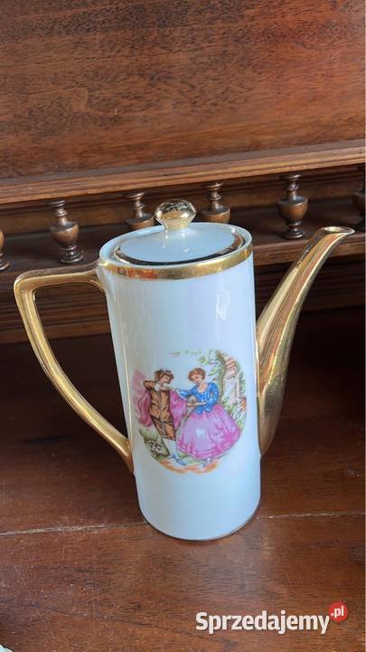 Dzbanek do kawy ze scenkami dworskimi Złocony Gdańsk