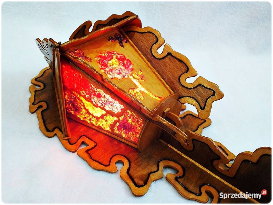 Stara Lampka drewniana śliczne kolorowe witraże Żary sprzedam