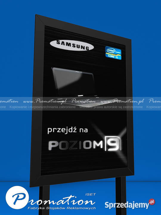 Czarny stojak reklamowy na plakat A3 i ulotki DL śląskie Katowice wyposażenie