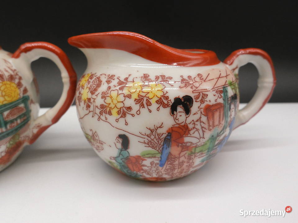 Stary Japoński Komplet Porcelanowy Cukiernica i