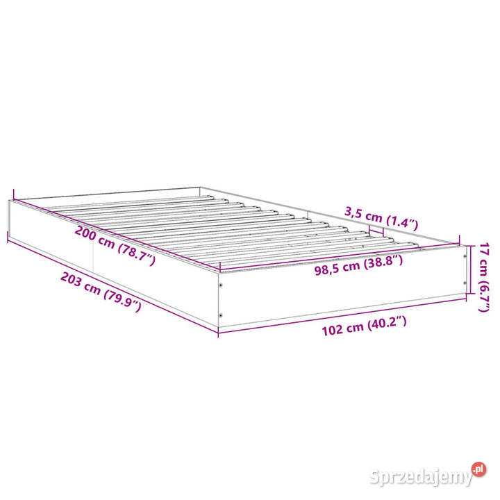 Łóżko bez materaca dąb sonoma 100x200 WM842058 Łóżka Warszawa