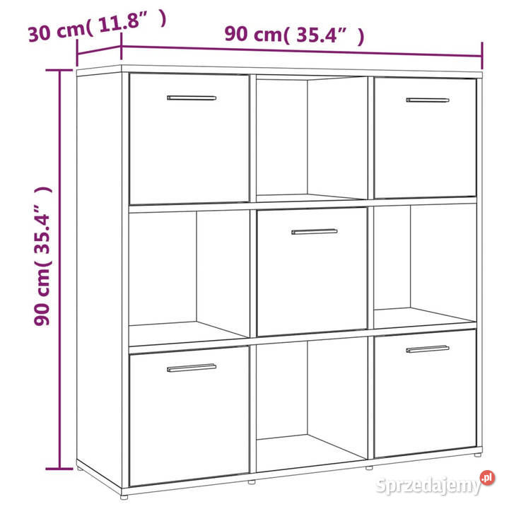 Regał na książki brązowy dąb 90x30x90 WM815551