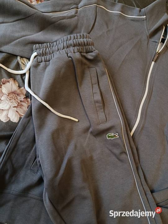 Komplet dresowy Lacoste regular fit szary sprzedam