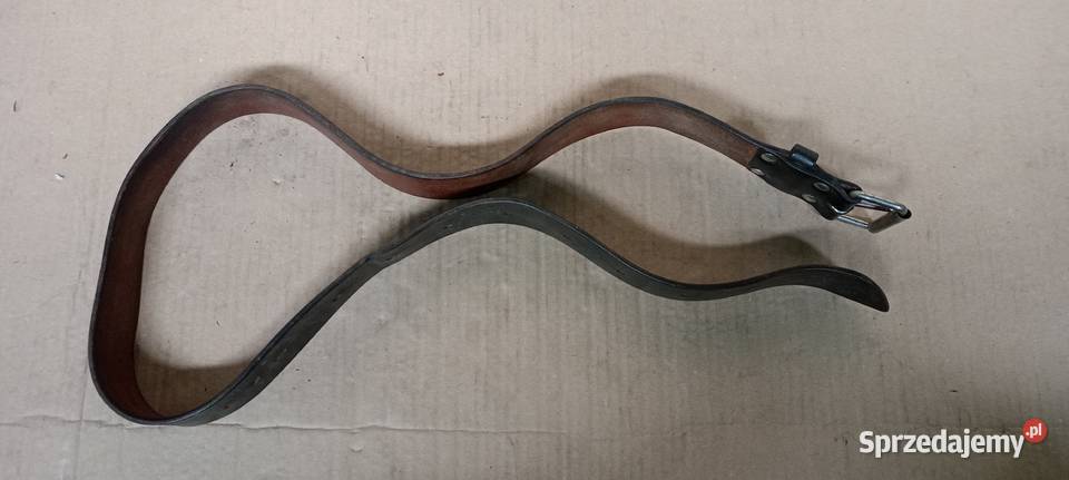 Wojskowy skórzany pas pasek skóra retro stary wielkopolskie Leszno