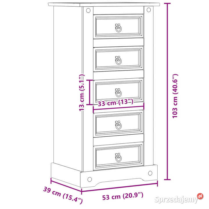 Szafka nocna Corona 53x39x103 lite drewno Warszawa