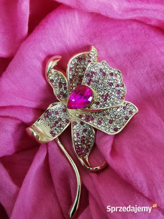 Broszka damska elegancki złotoróżowy kwiat Dla kobiet małopolskie Kraków