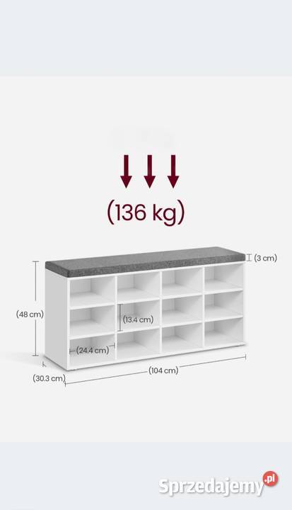 Biała szafka na buty z siedziskiem 12 półek Na buty Gorzów Wielkopolski sprzedam