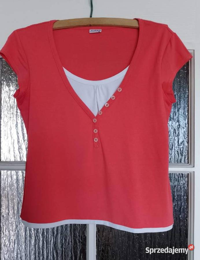 BLUZKA dekolt V rękawki motylek warstwowa Poznań