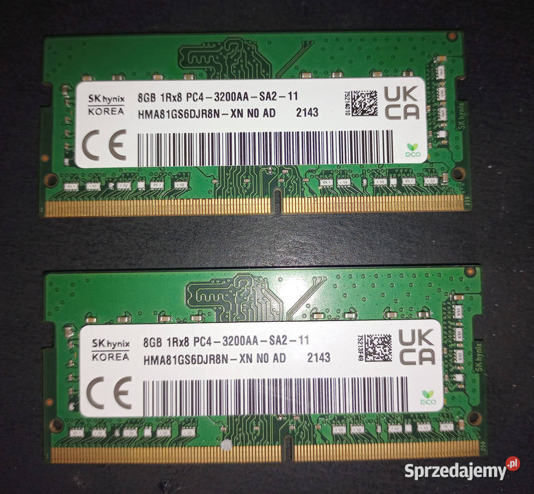 8GB 3200 SK HYNIX PC43200AA 1Rx8 SA211 Pojemność 16GB