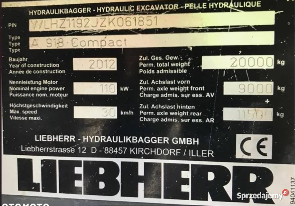 Liebherr A918 Compact system GPS 3D Leica 2012r Sochaczew